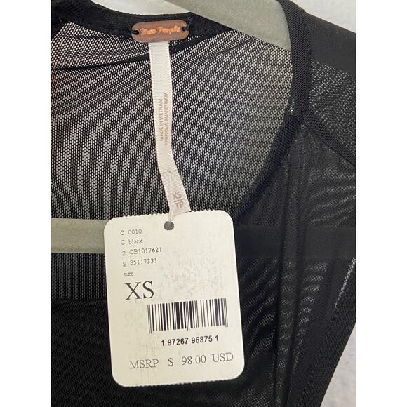 Free People Mirrorball Crop Tank Top Cowl Mesh Crystal Embellished Black Size XS - Picture 5 of 13